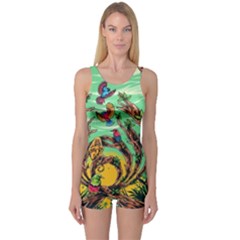 Monkey Tiger Bird Parrot Forest Jungle Style One Piece Boyleg Swimsuit by Grandong