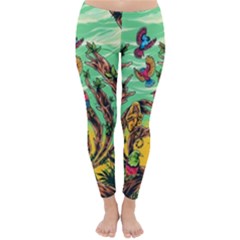 Monkey Tiger Bird Parrot Forest Jungle Style Classic Winter Leggings by Grandong