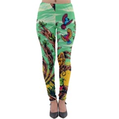 Monkey Tiger Bird Parrot Forest Jungle Style Lightweight Velour Leggings by Grandong