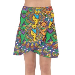 Dead Dancing Bears Grateful Dead Pattern Wrap Front Skirt by Grandong