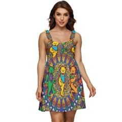 Dead Dancing Bears Grateful Dead Pattern Ruffle Strap Babydoll Chiffon Dress by Grandong