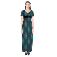 Peacock Texture 3d Pattern Peacock Texture Short Sleeve Maxi Dress by Loisa77