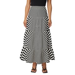 Circles Checkered Abstract Abstraction Art Tiered Ruffle Maxi Skirt by Loisa77