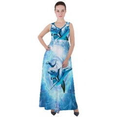 Dolphin Blue Fantasy Empire Waist Velour Maxi Dress by Loisa77