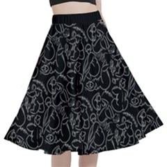 Fat Femme Frolic (dark) A-line Full Circle Midi Skirt With Pocket by StacyBias