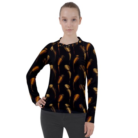 Abstract Art Pattern Warm Colors Women s Pique Long Sleeve T-shirt by Ndabl3x