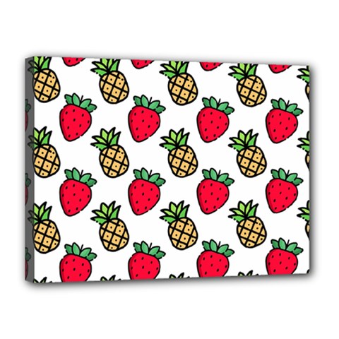 Strawberries Pineapples Fruits Canvas 16  X 12  (stretched) by Loisa77