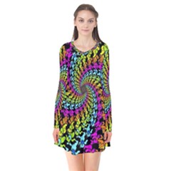 3d Grateful Dead 90 s Neon Dancing Bears Long Sleeve V-neck Flare Dress by Perong