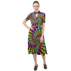 3d Grateful Dead 90 s Neon Dancing Bears Keyhole Neckline Chiffon Dress by Perong