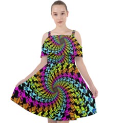 3d Grateful Dead 90 s Neon Dancing Bears Cut Out Shoulders Chiffon Dress by Perong