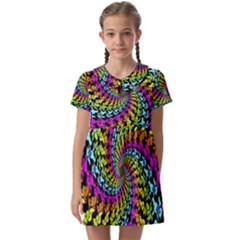 3d Grateful Dead 90 s Neon Dancing Bears Kids  Asymmetric Collar Dress by Perong