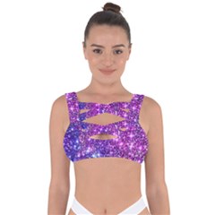 Purple Violet Glitter Galaxy Nebula Space Pattern Bandaged Up Bikini Top by Perong