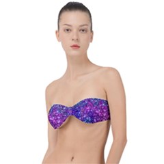 Purple Violet Glitter Galaxy Nebula Space Pattern Classic Bandeau Bikini Top  by Perong