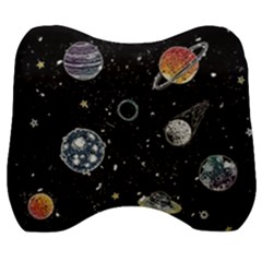 Glittering Planets Space Galaxy Glitter Black Velour Head Support Cushion by Perong