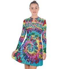 Tie Dye Grateful Dead Bears Long Sleeve Panel Dress by Perong