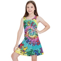 Tie Dye Grateful Dead Bears Kids  Lightweight Sleeveless Dress by Perong