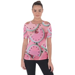 Aesthetic Cute Kawaii Watermelon Shoulder Cut Out Short Sleeve Top by Perong