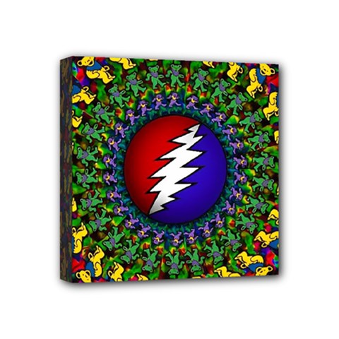 Grateful Dead Bear Pattern Mini Canvas 4  X 4  (stretched) by Maspions