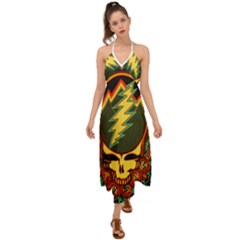 Grateful Dead Scarlet Fire Halter Tie Back Dress  by Perong