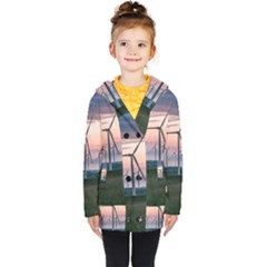 Wind Giants At Twilight Kids  Double Breasted Button Coat by Tellerarts