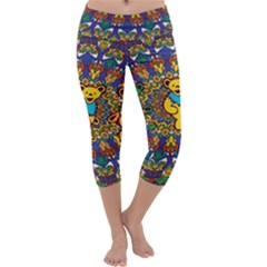 Dead Dancing Bears Grateful Dead Pattern Capri Yoga Leggings by Grandong