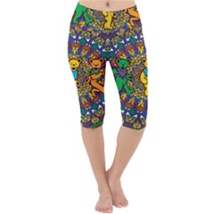 Dead Dancing Bears Grateful Dead Pattern Lightweight Velour Cropped Yoga Leggings by Grandong