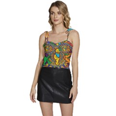 Dead Dancing Bears Grateful Dead Pattern Flowy Camisole Tie Up Top by Grandong