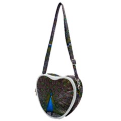 Bird Peacock Feathers Heart Shoulder Bag by Perong