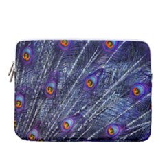 Peacock Bird Feathers Coloured Plumage 14  Vertical Laptop Sleeve Case With Pocket by Perong