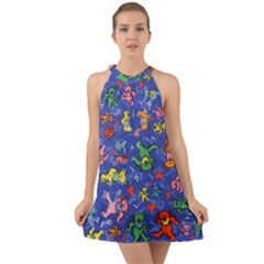 Grateful Dead Bears Halter Tie Back Chiffon Dress by Perong