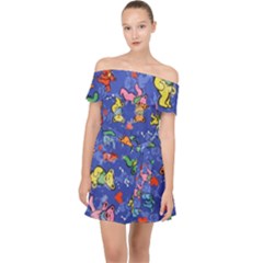 Grateful Dead Bears Off Shoulder Chiffon Dress by Perong