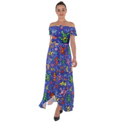 Grateful Dead Bears Off Shoulder Open Front Chiffon Dress by Perong