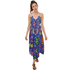 Grateful Dead Bears Halter Tie Back Dress  by Perong