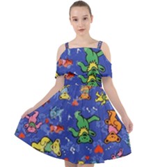 Grateful Dead Bears Cut Out Shoulders Chiffon Dress by Perong