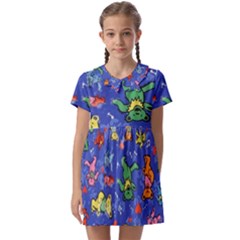 Grateful Dead Bears Kids  Asymmetric Collar Dress by Perong