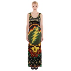 Grateful Dead Steal Your Face Deadhead Hippie Logo Music Thigh Split Maxi Dress by Perong