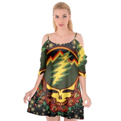 Grateful Dead Steal Your Face Deadhead Hippie Logo Music Cutout Spaghetti Strap Chiffon Dress by Perong