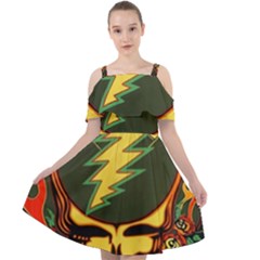 Grateful Dead Steal Your Face Deadhead Hippie Logo Music Cut Out Shoulders Chiffon Dress by Perong