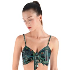 Art Cityscape Japanese Woven Tie Front Bralet by Perong