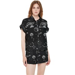 Black Space Drawing Art Planet Drawing Stars Black Space Galaxy Outer Space Chiffon Lounge Set by Perong