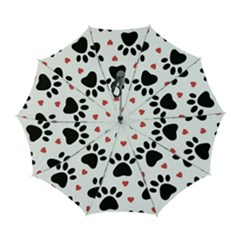 Dog Paw Vector Seamless Pattern With Hearts Automatic Folding Umbrella With Case (large) by Perong