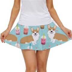 Corgi Boba Tea Bubble Tea Kawaii Food Welsh Corgis Dog Pattern Women s Skort by Perong