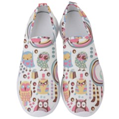 Cute Owl Bird Animal Pattern Men s Slip On Sneakers by Perong