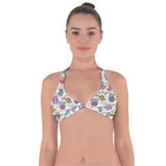 Owl Animal Bird Pattern Halter Neck Bikini Top by Perong