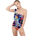 Koi Fish Traditional Japanese Art Frilly One Shoulder Swimsuit View1