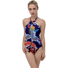 Koi Fish Traditional Japanese Art Go With The Flow One Piece Swimsuit by Perong