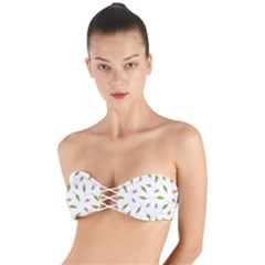 Leaves Pattern Seamless Texture Twist Bandeau Bikini Top by Perong