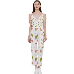 Leaves Pattern Seamless Texture V-neck Camisole Jumpsuit by Perong