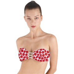 Flower Poppies Plant Petal Twist Bandeau Bikini Top by Perong