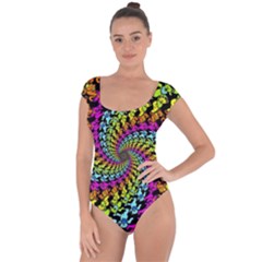 3d Grateful Dead 90 s Neon Dancing Bears Short Sleeve Leotard  by Perong